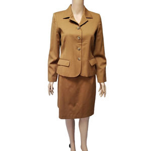 HARVE BENARD Women 2PC Brown Wool and Spandex Skirt Suit Size 4p